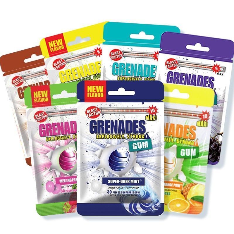 红允歌雷呐grenades强劲十级薄荷10级倍清凉口香糖提爆炸爆凉醒糖 【8