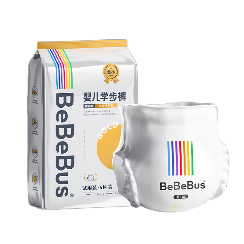 BeBeBus plus会员：BeBeBus 金标茶树精华 成长裤 试用装 XL4片
