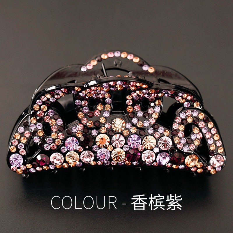 玛韩国高端满钻气质大号发抓头饰抓夹发夹盘发水钻成人送妈妈 香槟紫