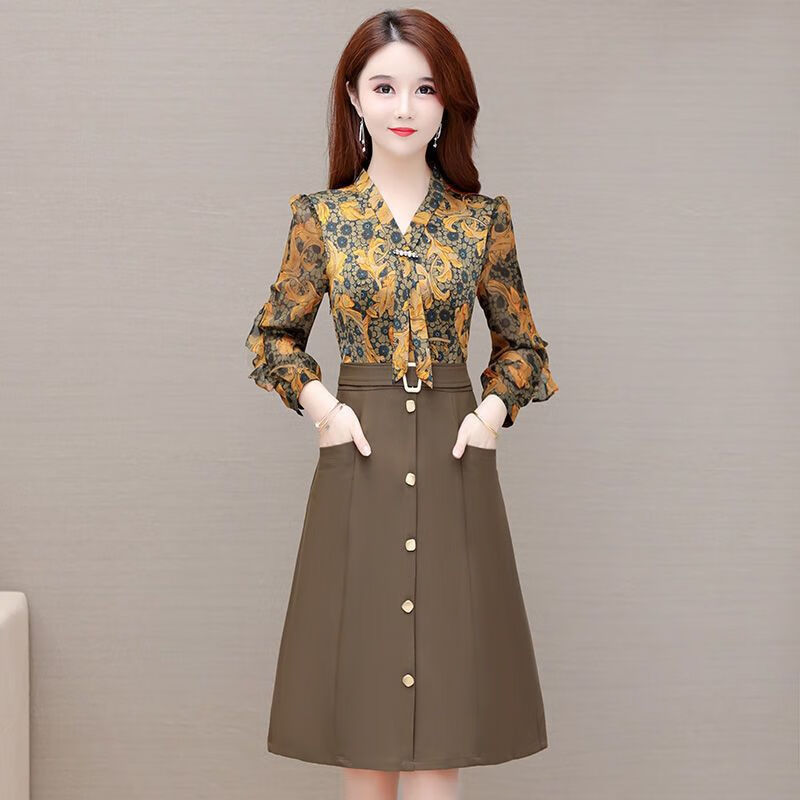 tnwkjlc金丝绒年轻款女2024年春秋新款高端气质中年妈妈碎花长袖打底