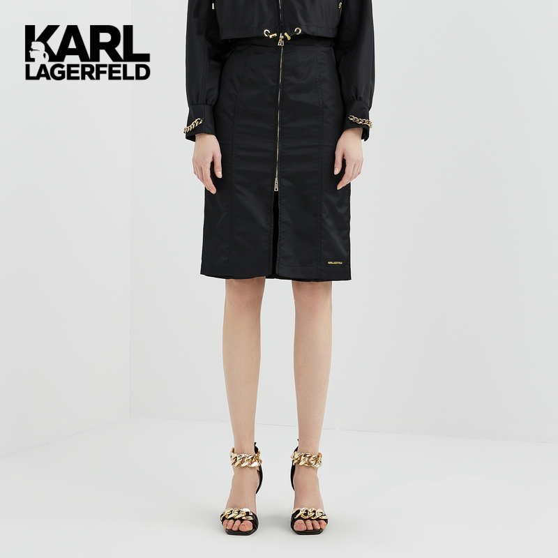 karl lagerfeldkarl lagerfeld黑色尼龙半身裙221l1210轻奢 黑色 38