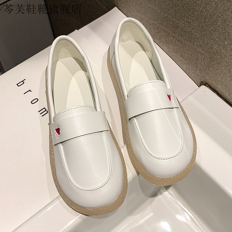 护士鞋软底护士鞋女舒适软底防滑透气春季新款百搭平底小白单鞋 爱心