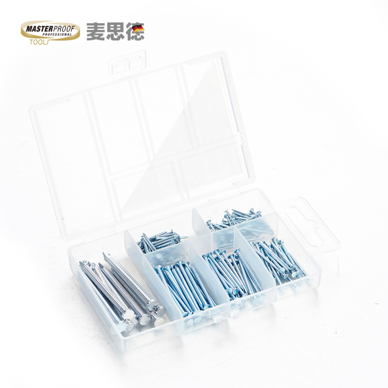 铁钉洋钉水泥钉 家用钉子组套 钉子收纳盒组套 165枚平头钉套装 格