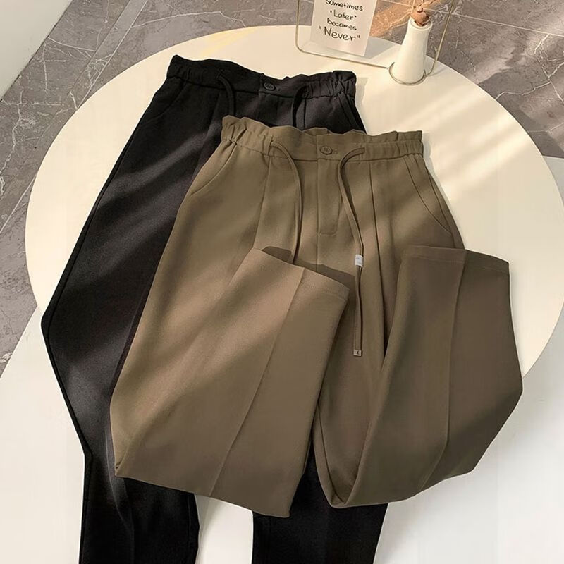 伊渊浅春夏胖mm胯宽的裤子胖妹妹显粗特大码300斤冰丝高腰休闲阔腿女