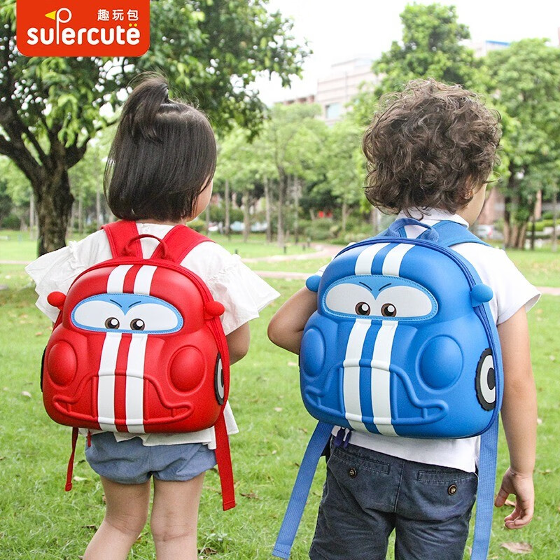 supercute儿童书包男孩2023新款男童宝宝汽车幼儿园超级飞侠背包 红色汽车背包