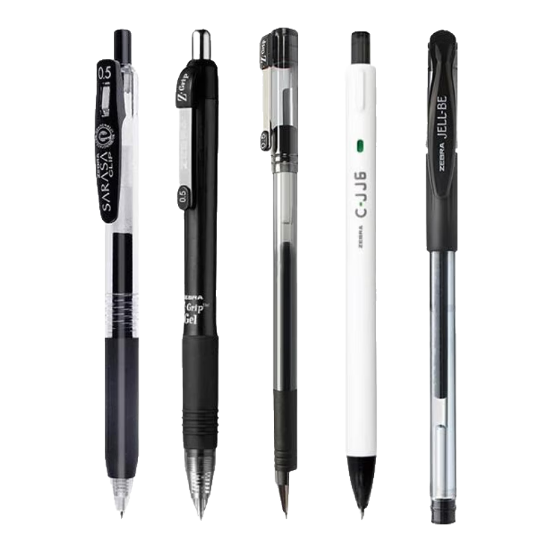 ���ڲ����������ƣ�ZEBRA���������Ա�0.5mmѧ�����Ժ�ɫ�ٸ�ˢ���ľ�����ǩ�ֱ�JJ15��װ ���Լ�����������һ