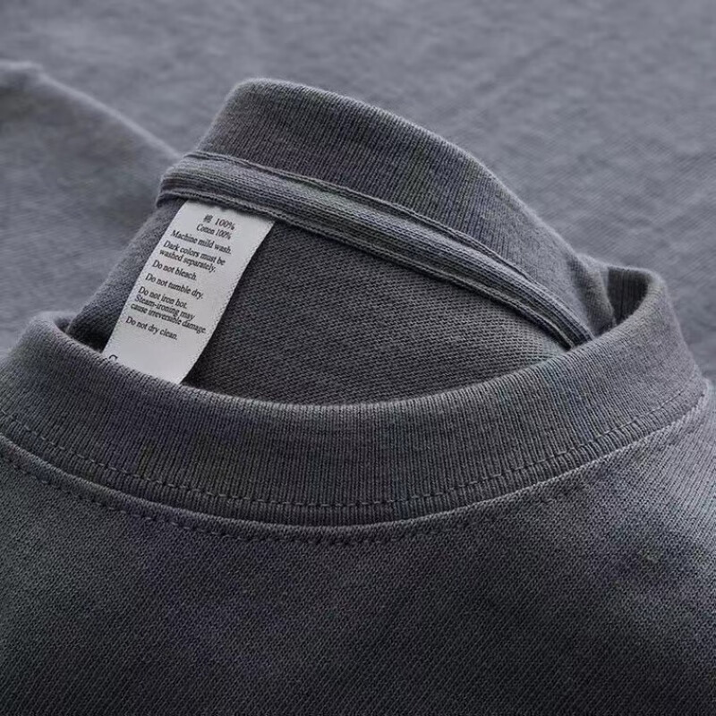 景介2023奶茶灰200g重磅厚实纯棉短袖t恤男女同款圆领打 纯棉-深灰色