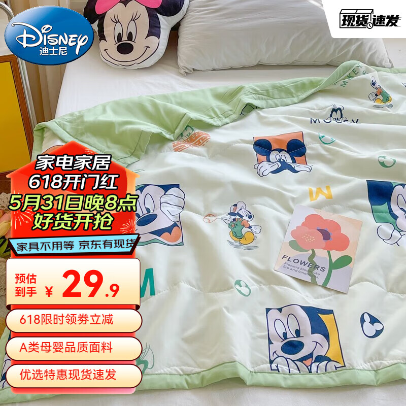 迪士尼（Disney）A类空调被儿童被子幼儿园午睡用学生抗菌水洗夏被盖毯145*110cm 快乐家族