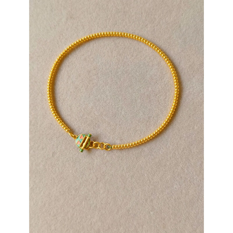 cheng nini2024年金豆豆手链女手工感手饰素链个性气质小圆珠手串金色