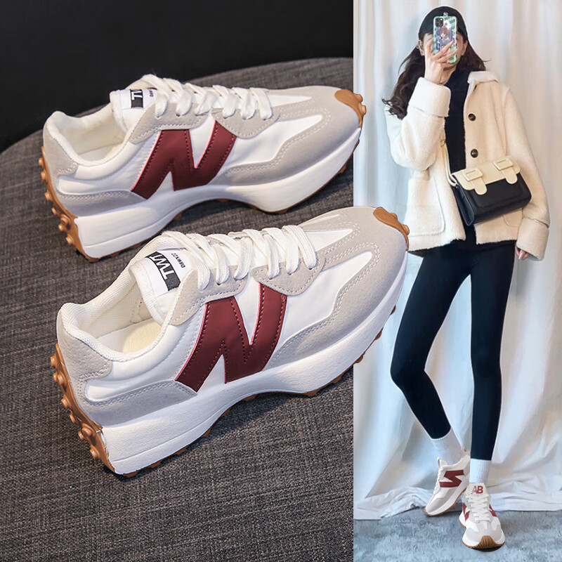 didgeridoo鞋女2023新款小蛮腰女鞋春秋老爹鞋子夏季休闲 红色 35