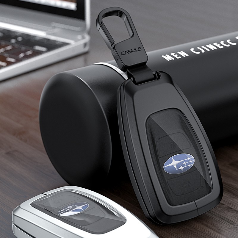 猛速适用斯巴鲁钥匙套新森林人专用钥匙包傲虎包XV扣男女高档汽车壳 斯巴鲁A款【亮黑色】+高档方扣