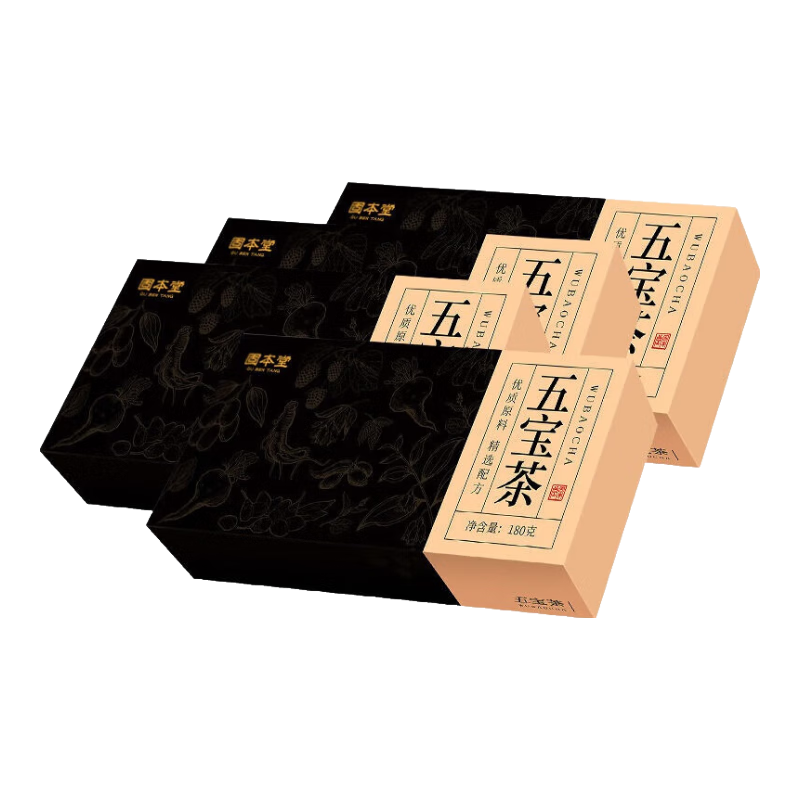 固本堂五宝茶180g男士茶红枣枸杞茶人参黄精玛咖八宝茶男士养生茶 五宝茶4盒共720克