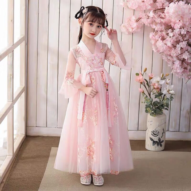 【品牌特价】汉服女童春夏季女孩表演服装古风女装儿童古装演出服超仙