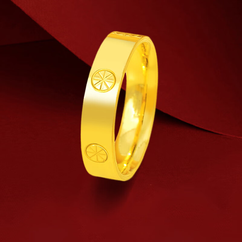 越南沙金戒指色素圈18k米黄字情侣男女对戒520 米字戒指 10号