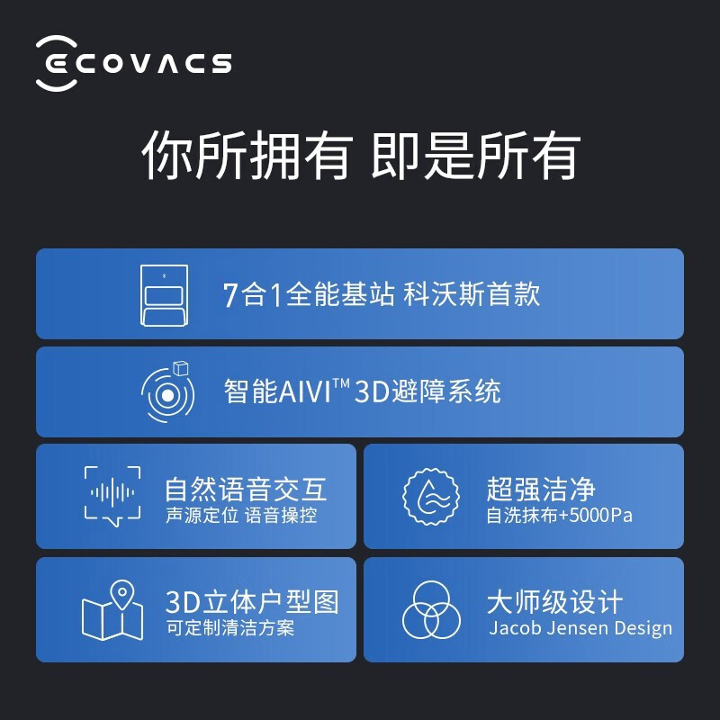 科沃斯Ecovacs地宝X1 OMNI自动免洗抹布扫地机器人扫拖一体智能家用洗地机自动集尘DEX11 旗舰X1 OMNI全能版