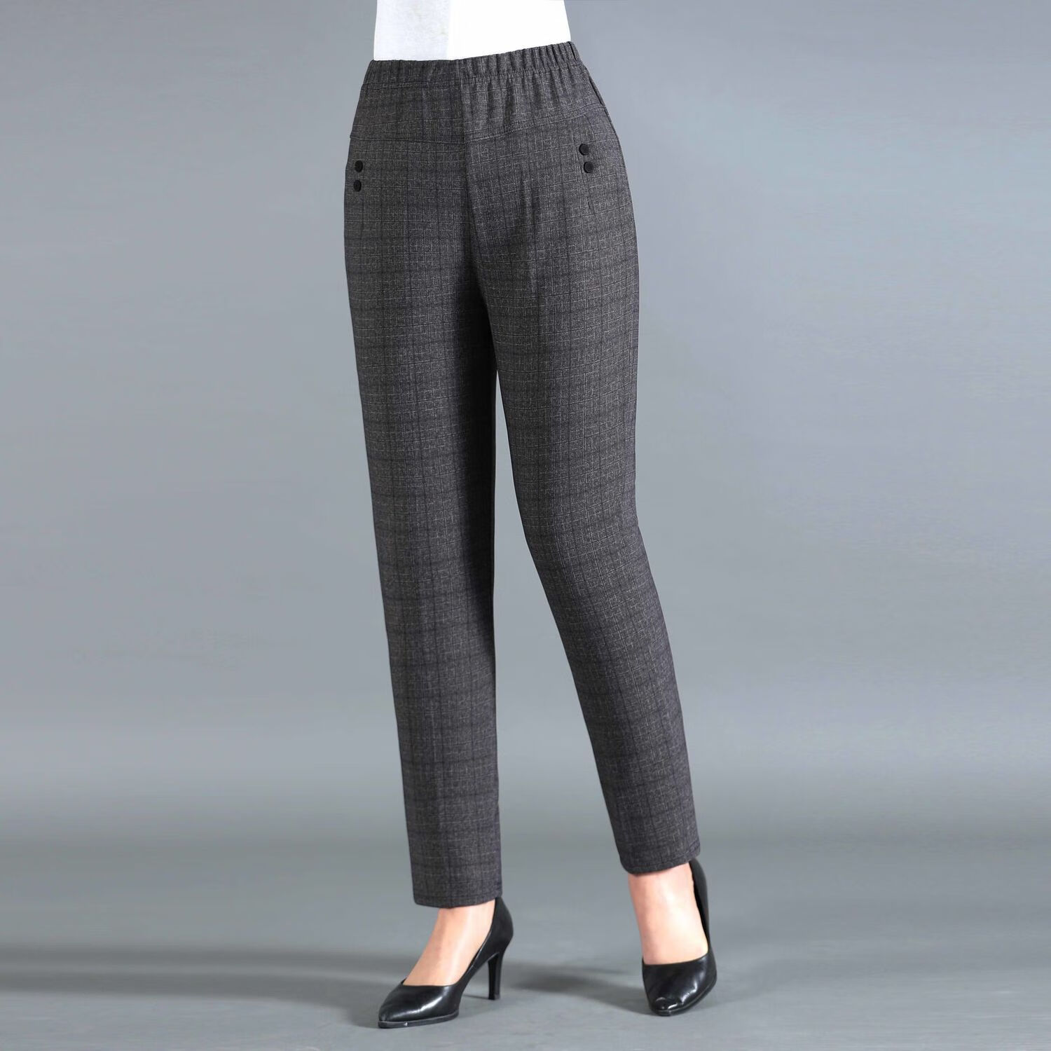 中年妇女松紧腰裤子妈妈秋冬新款中老年女裤高腰弹力松紧腰大码妈妈