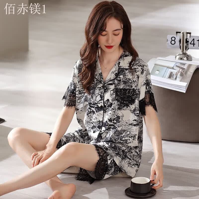 wcz罗丽丝睡衣女夏罗丽丝女神夏天冰丝睡衣女感夏季薄款短袖2023 女