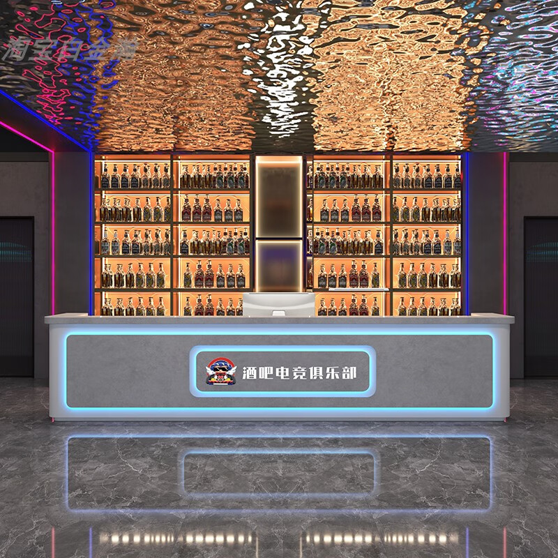 简约现代台球厅收银台酒吧吧台俱乐部电竞酒店前台健身 水泥灰 1x1x1