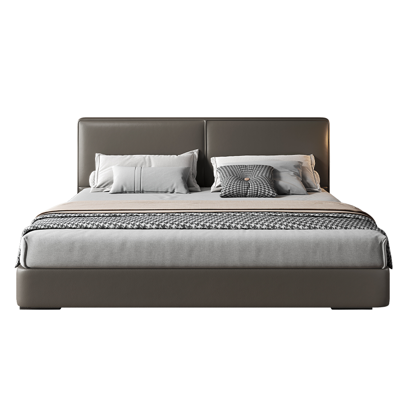 颐礼 床 豆腐块床齐边baxter羽绒软包高端真皮床双人床现代简约小户型意式床主卧 真皮床【升级版】 框架结构1500*2000mm