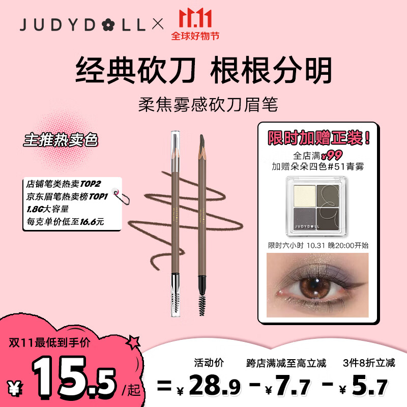 橘朵（Judydoll）柔焦雾感砍刀眉笔防水防汗不掉色大容量1.8g#01灰棕怎么看?