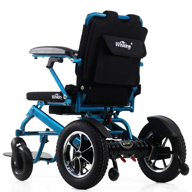 威之群电动轮椅老人可折叠轻便多功能残疾人小型家用四轮代步车 天空