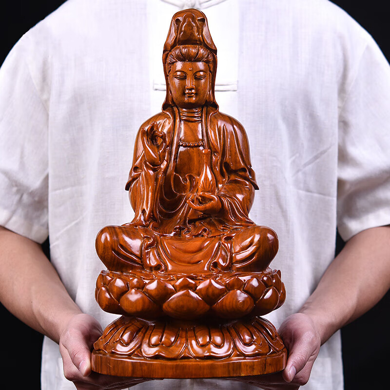 黃花梨木雕觀音佛像供奉擺件坐蓮觀世音菩薩實(shí)木雕刻工藝品紅木 花梨精雕觀音:高50cm