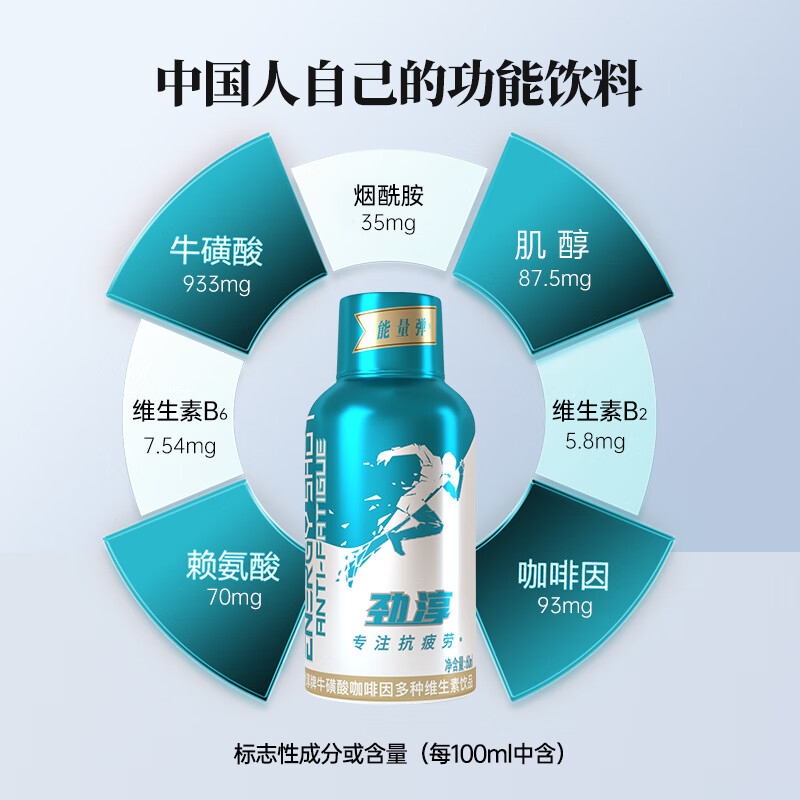 劲淳能量弹补充牛磺酸维生素功能饮料熬夜学习加班开车抗疲惫能量饮品 【18瓶量贩装】经典蓝60ml*18瓶