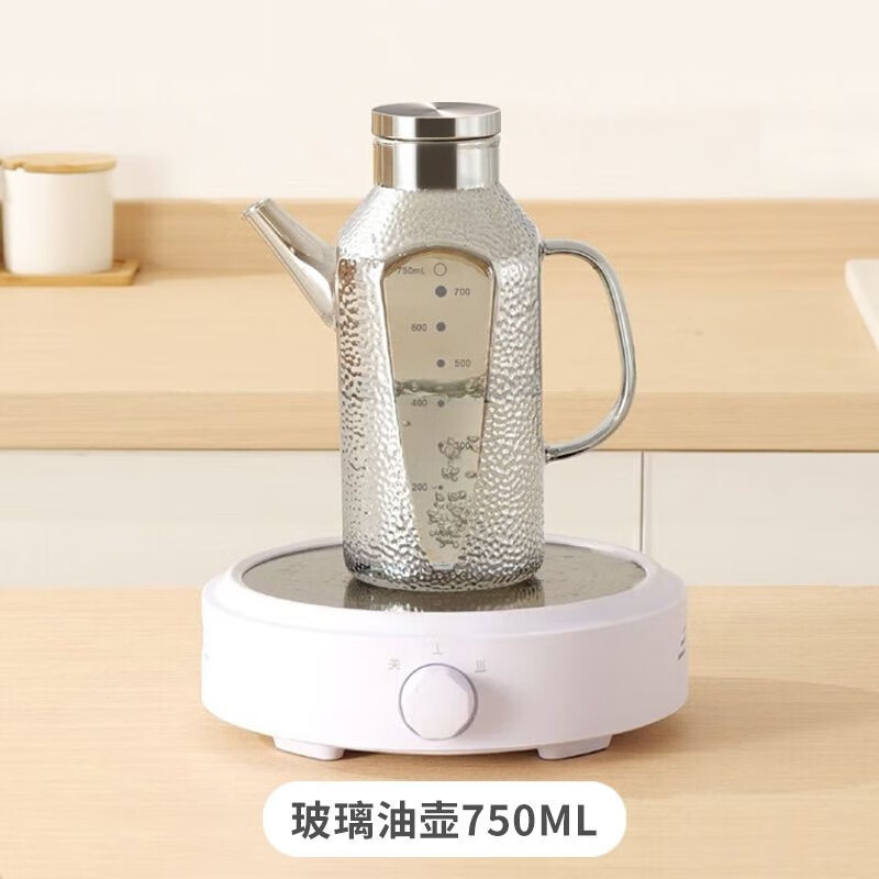 拜格 高硼硅玻璃油壶厨房家用大容量油瓶不挂油厨房储物器皿 玻璃油壶750ML