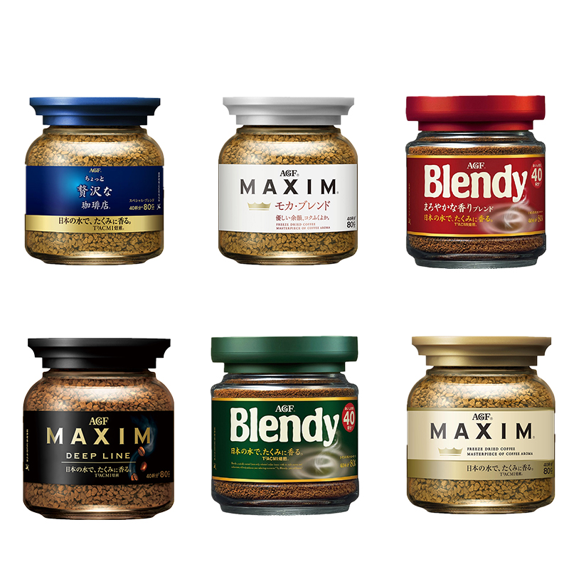 agf日本咖啡美式马克西姆速溶纯黑咖啡蓝罐 蓝瓶80g