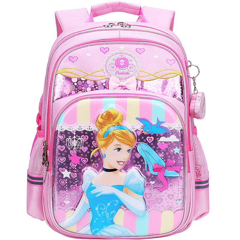 迪士尼（Disney）书包女小学生书包 公主儿童书包减负双肩背包休闲包 PB0397A粉红