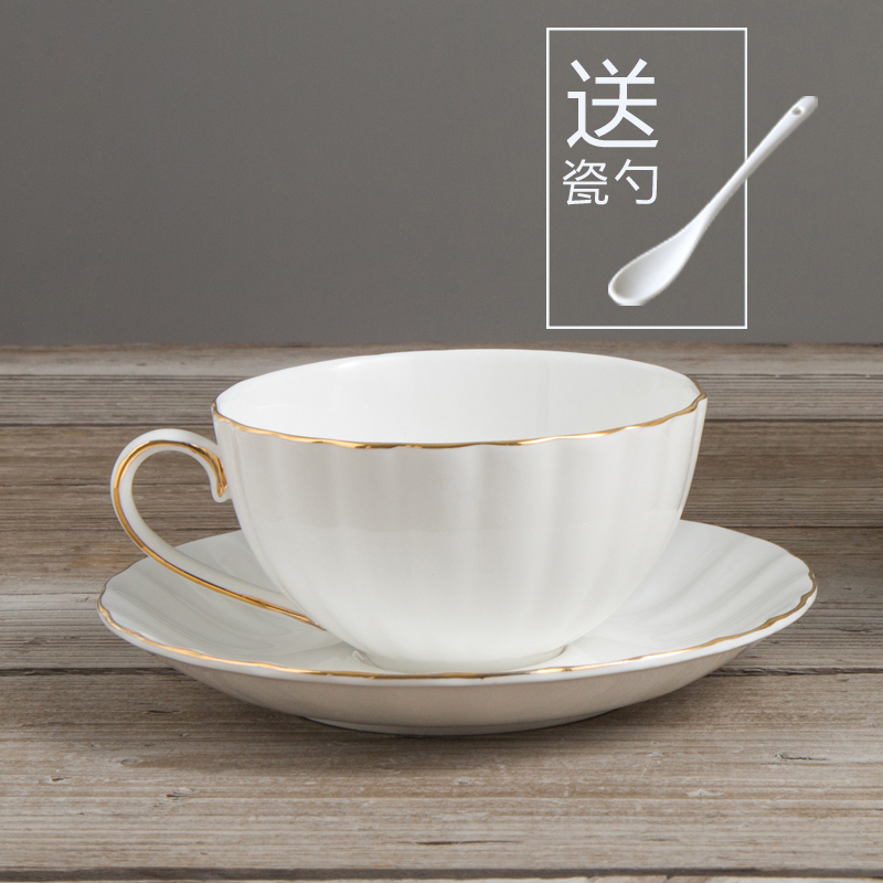 多美然 欧式咖啡杯套装家用描金白色陶瓷咖啡具整套英式下午茶杯茶具