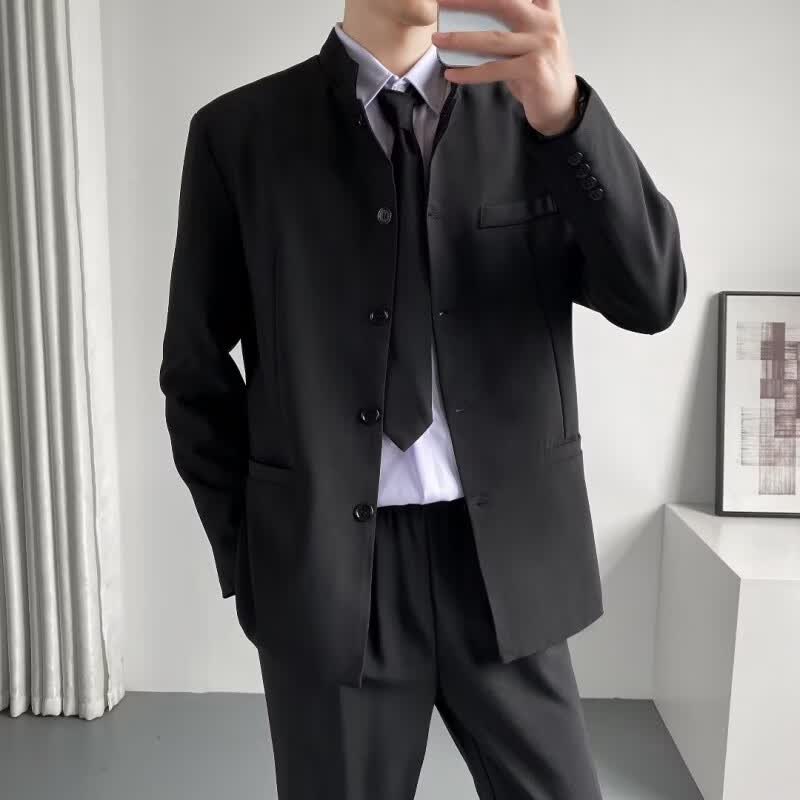 嘉晔（JIAYE）夹克文艺立领青春流行男ins日常潮流简约春秋长袖新款潮标准气质 黑色【单件外套】 M怎么看?