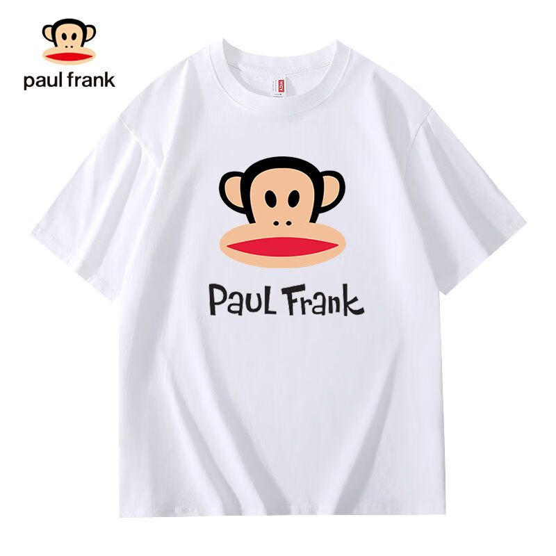 大嘴猴paul frank重磅新疆棉男女短袖t恤印花夏季潮流宽松1 白色 s