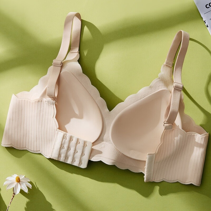 芬腾 无钢圈文胸女无痕裸感纯色性感不空杯薄款内衣文胸罩 粉肤 M