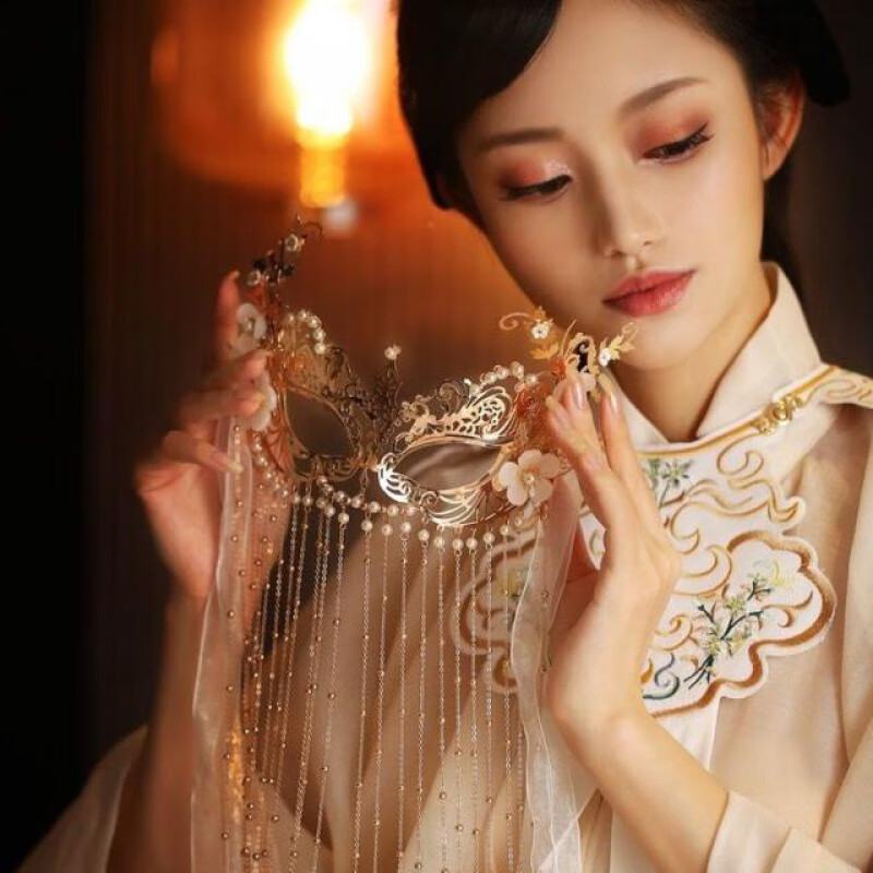 好沐音(haomuyin)古风中国风面具 面具女古风汉服饰品中国风半脸流苏