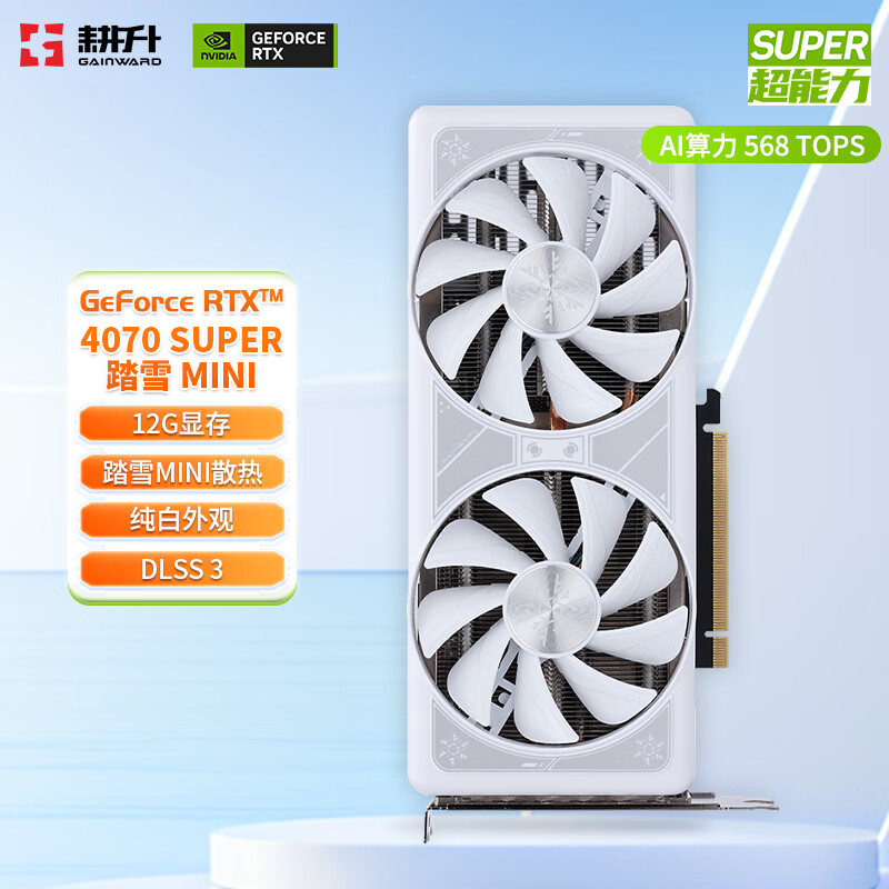耕升（GAINWARD）GeForce RTX 4070 SUPER/RTX 4070 12GB 支持DLSS 3 电竞游戏台式机电脑显卡 RTX 4070 SUPER 踏雪 MINI