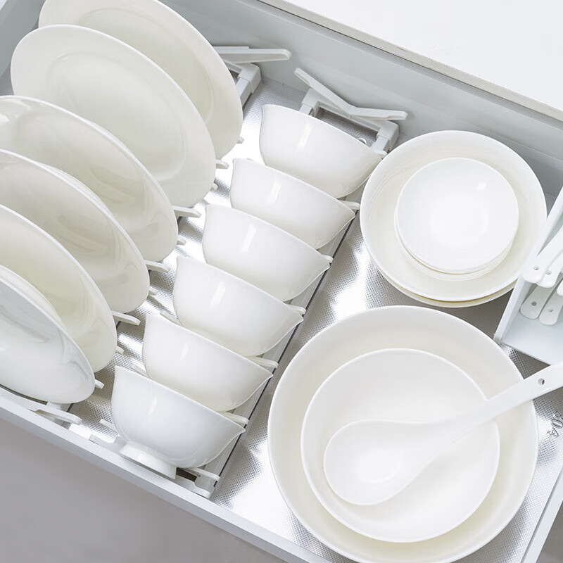 万享釉下彩36头纯白陶瓷碗碟餐具套装家用套餐碗筷盘子乔迁送礼