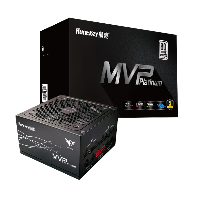 航嘉（Huntkey） MVP P1000黑色白金牌1000W电源（ATX3.0/80PLUS白金全模/原生PCIe5.0/风扇启停/延时冷却）