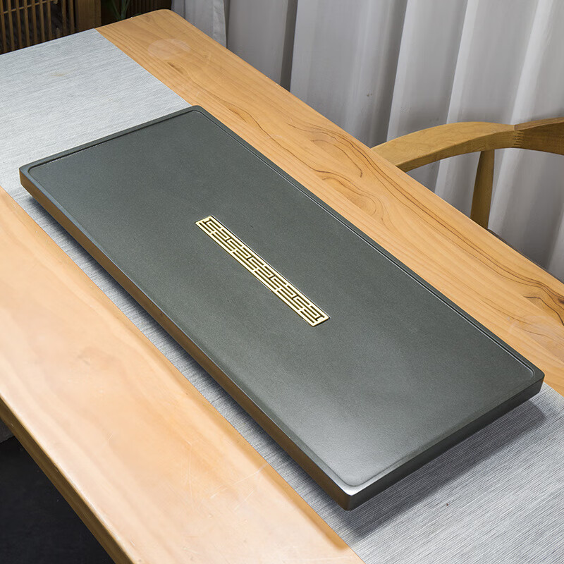 茶台办公排水原石头乌金石家用办公客厅简约茶海 一言九鼎 60*30*3cm