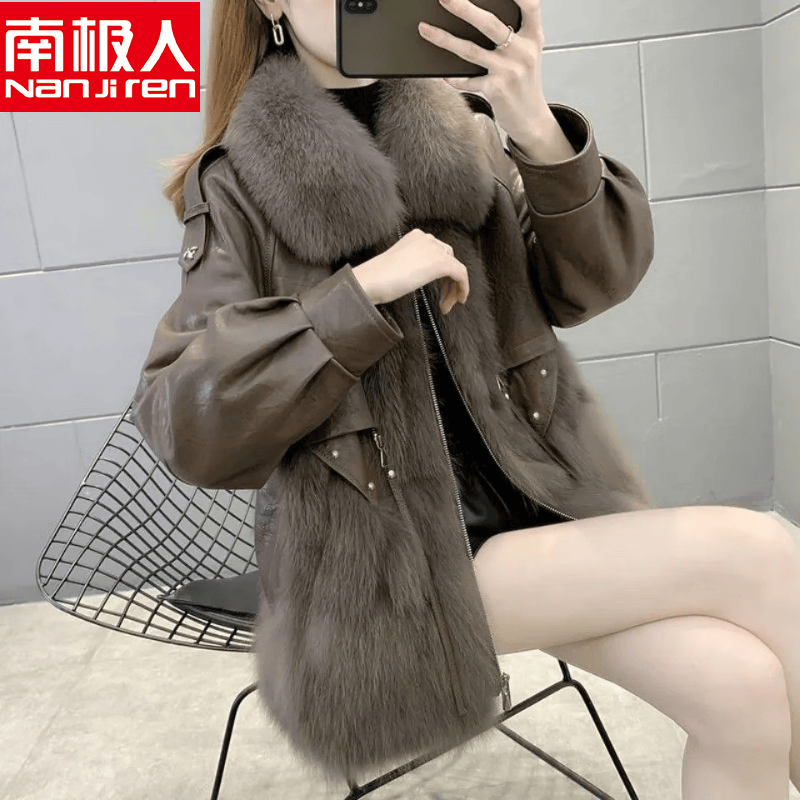 南极人秋冬季新款皮草外套女短款加厚2023宽松显瘦时尚狐狸毛毛绒大衣 海宁貂皮大衣-可可色 皮毛一体-M（100-115斤）高性价比高么？