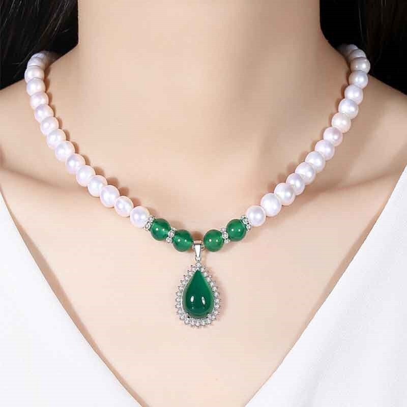 N2it 甄爱仿珍珠贝珠吊坠套装送妈妈款 母亲节礼物女节送妈妈礼物XP 贝珠玉髓三件套带礼盒