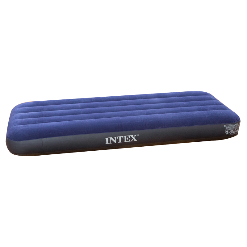 F INTEX 68950单人充气床条纹植绒气垫床家用便携午休床加厚家居陪护户外帐篷垫折叠床76*191*25cm