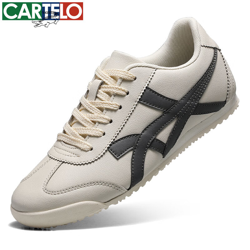 卡帝乐鳄鱼鞋子男鞋春夏季新款潮流百搭厚底小白鞋男士休闲鞋运动板鞋 米灰[四季款]AC001 41