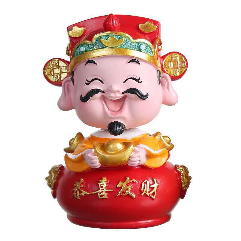 创意财神爷树脂工艺品汽车中控台装饰摆件摆件 恭喜发财财神 6/6/8