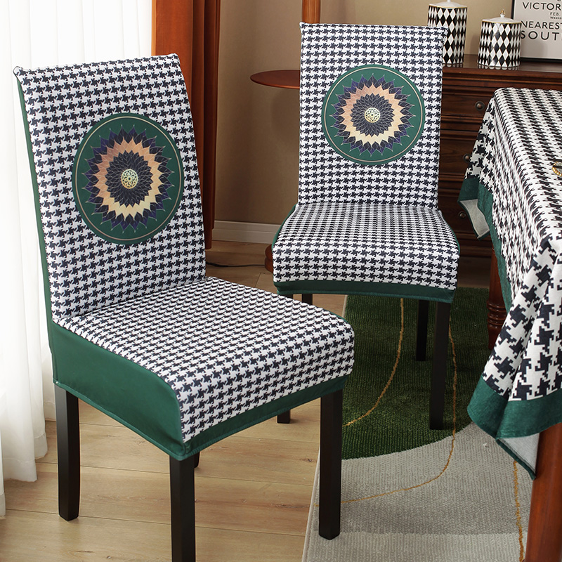 万能全包布艺椅子套罩轻奢加厚弹力带靠背一体家用凳子套 雾月(2只装)