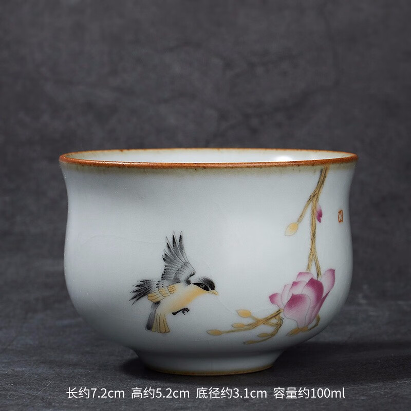 茶杯大小号可养开片主人杯单个杯盏品茗杯功夫茶具 官窑茶杯-蕙心兰质
