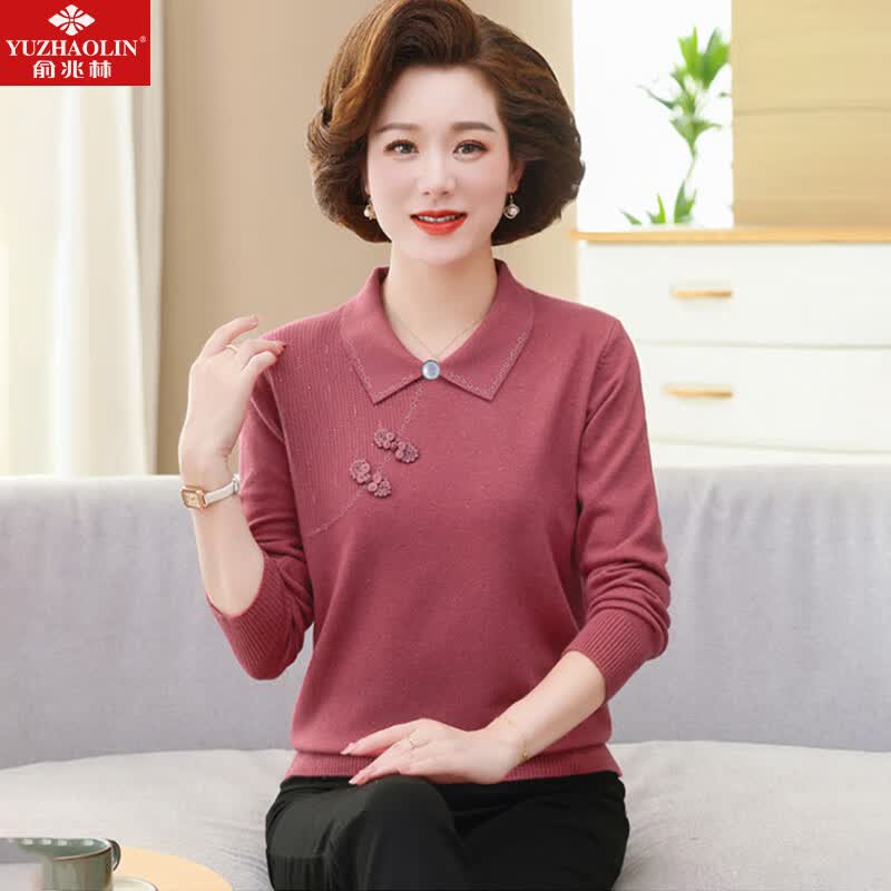 俞兆林妈妈装秋装针织打底衫上衣中老年女装毛衣女老年人衣服 Y238Z3778怎么样,好用不?