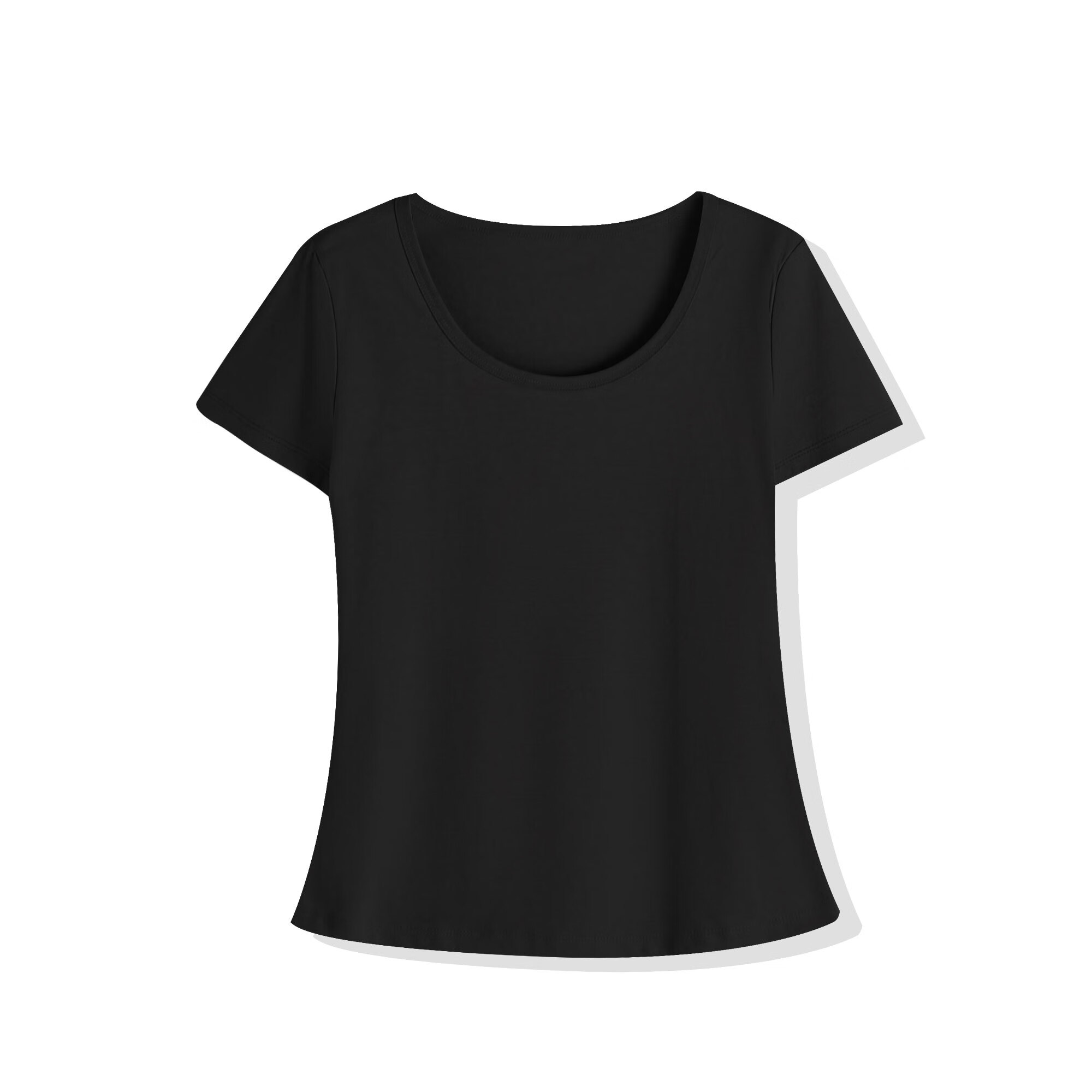 潮雅秀真丝短袖女桑蚕丝上衣醋酸混纺短袖t恤女大u领凉感上衣女 幻影