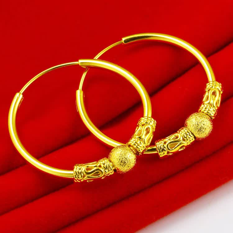 黄金纯金耳环女正品999真金耳环女黄金色香港免税金女款 金珠耳圈 4.2g使用感如何?