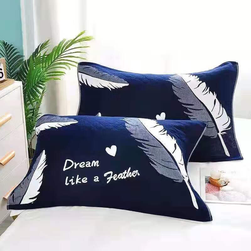 轻奢枕巾一对黑色耐脏不掉色枕巾卡通大人枕头巾学生抖音网红 羽毛黑